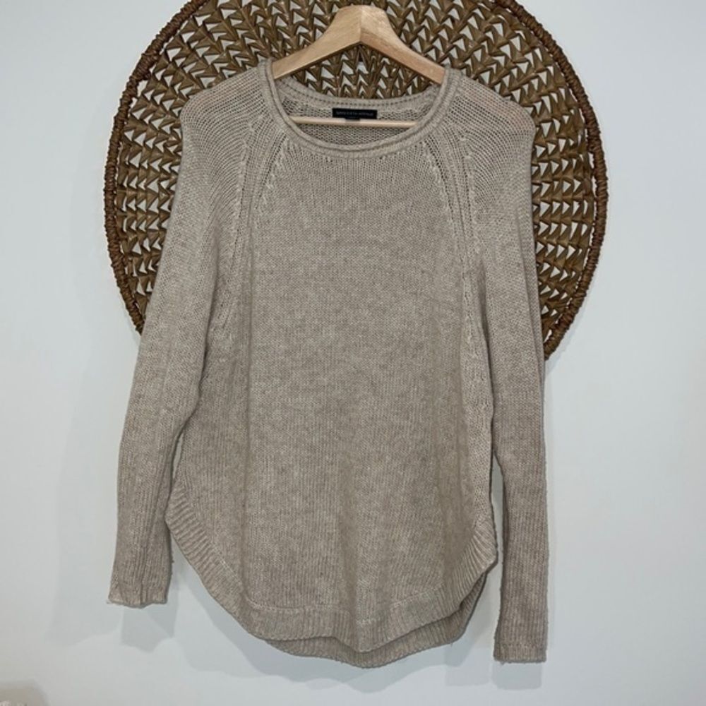 Saks Fifth Avenue tan wool and cashmere crewneck sweater size xsmall